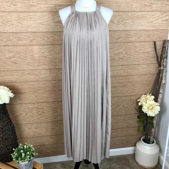 Kate Spade Saturday Neat Pleat Taupe Midi Dress